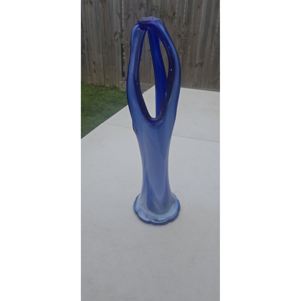 vintage mid-century modern Murano vase W/ a striking cobalt blue blown Glass